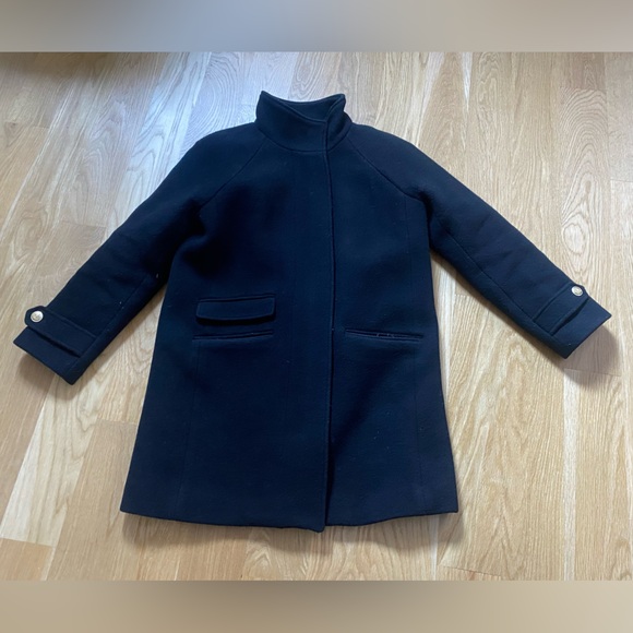 J Crew Women’s Italian Fabric Black Toscana Coat in Size 0 (runs large) - Picture 4 of 6